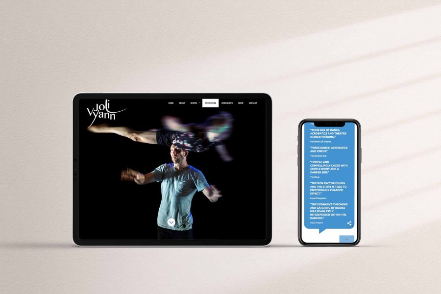Dance website design - tablet mobile
